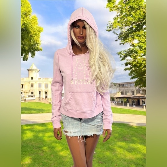 Vintage Abercrombie and Fitch AF Sweatshirt Lavender Hoodie Hooded Size Medium - Picture 1 of 8
